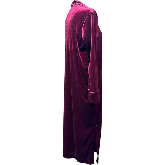 Lauren Ralph Lauren Long Velour Robe Full Zip Burgundy Small - Picture 6 of 7